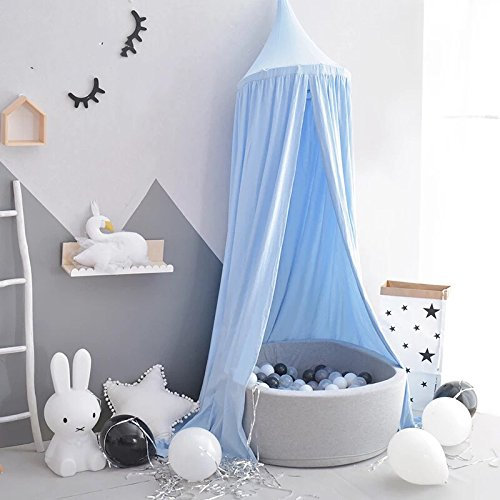 Little dove Betthimmel für Kinder/Babys, Baumwolle, Moskitonetz zum Aufhängen, Vorhang, Spiel- und Lesezelt für innen und außen, Bett-/Schlafzimmerdekoration, Insektenschutz, Höhe 230 cm (blau)