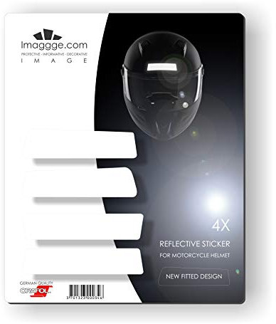 Set mit 4 Reflektorstreifen für Motorradhelm – neue Formen – Deutsche Qualität – Weiß