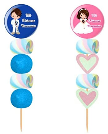 Lote de 15 Originales Brochetas de Golosinas Chapa Alfiler Comunión (A Elegir). Recuerdos. Juguetes y Regalos para Fiestas de Cumpleaños, Bodas, Bautizos y Comuniones.DC (NIÑO COMUNIÓN)