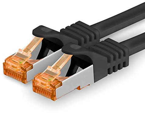 Cat7 Cable de Red Ethernet LAN - 2m - Negro - 1 Pieza Cat 7 Sftp Pimf Lszh - 10 GB s RJ45 Connectores Cat6a compatible con Cat5 Cat6 Cat.7 Cat8