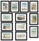 bomoe 12er Bilderrahmen Set Ocean – Fotorahmen Collage für 13x18 cm Bilder Holzbilderrahmen mit Passepartout - Bilder Collage Fotorahmen aus Holz & Kunststoffglas - Fotowand Bilder Set Schwarz