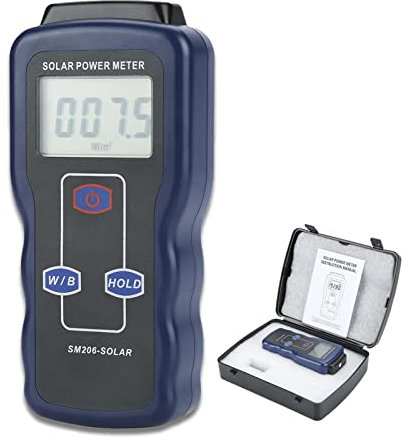 Handheld Digital Solar Power Meter, SM206 Sonnenenergie Messgerät Zwei Einheiten W/m² / BTU Digital High Precision Radiation Testing Instrument