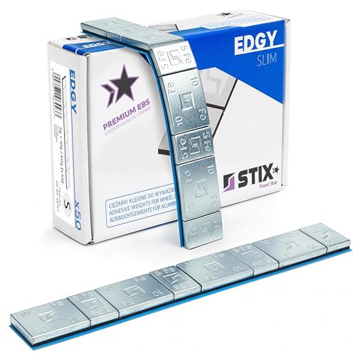Stix Klebegewichte für Alufelgen Zink 60 g 5+10 g 50 Stück Edgy Slim | Verzinkt, Breites Klebeband, Präzise Auswuchtung, Ideal für Werkstatt und Reifenservice