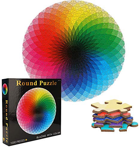 TINYOUTH 1000 Teile Rund Puzzles für Erwachsene, Regenbogen Puzzle, 67.5cm/26.57in 2mm Familienpuzzle Verringerter Druck Schwieriges Unmögliche Puzzle für Erwachsene 14+