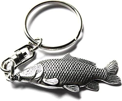 SWORLDesigns Karpfen Fisch Hartzinn Schlüsselanhänger mit Geschenkbeutel