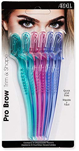 Ardell Pro Brow Trim & Shape, Eyebrow Dermaplane Razor, 6 Count