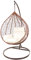 KIDEO Komplettset: großer Hängesessel mit Gestell & Kissen, Korbsessel, Poly-Rattan (Korb & Gestell: braun, Kissen: Elfenbein Nest (0050_Ivory))