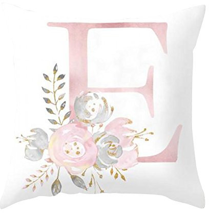HshDUti Alphabet Kissenbezüge, Samt Zierkissenbezug, ohne Füllung-kissenhülle Dekorative Buchstabe Kissenbezug mit Verstecktem Reißverschluss für Sofa, Couch, Zimmer, DIY Name, 45 x 45 cm E
