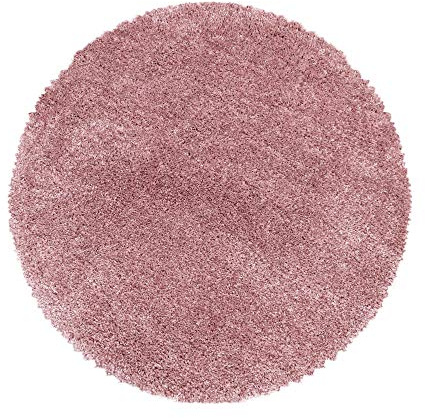 SIMPEX Shaggy Hochflor Teppich Rosa 120 cm Rund Extra Weich & Waschbar Jute Rückseite für Fußbodenheizung, Einfarbig & Flauschig für Wohnzimmer & Schlafzimmer