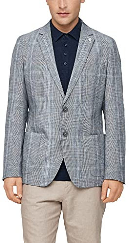 s.Oliver BLACK LABEL 160.10.105.15.153.2061710 Blazer décontracté, Bleu foncé à Carreaux, 46 Homme