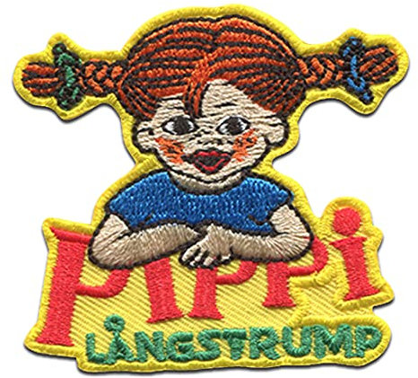Pippi Langstrumpf © mit Logo - Aufnäher, Bügelbild, Aufbügler, Applikationen, Patches, Flicken, zum aufbügeln, Größe: 6 x 5,5 cm