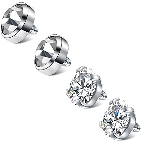 vcmart 4-6er Dermal Anchor Aufsatz 1,6mm Chirurgenstahl Piercing Tops Silber Kristall Opal Stern Implantate Microdermal