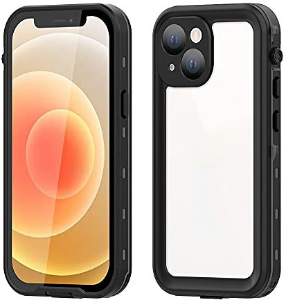 ANROD for iPhone 13 Mini Waterproof Case,IP68 Snorkelling Protector Case Full Body Seal Slim Shockproof Snowproof Underwater Outdoor Transparent Cover,Supports Wireless Charging (13 Mini, Black)