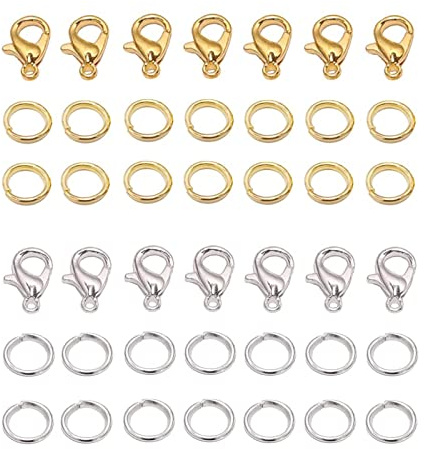 Exbrith 300 Stück Karabinerverschluss Kettenverschluss, Drehbarer Lanyard Karabiner, Karabinerverschlüsse Schmuckverschlüsse, für Armbänder und Ohrringe, Kettenrüstungen Oder Andere Schmuckarbeiten