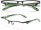 MAGIMODAC Lesebrille Blaulichtfilter Halbrahmen Lesebrillen Rechteckige Lesehilfe Federscharnier Metall Sehhilfe mit PU Leder Etui für Herren Damen (Grün, 2.00)