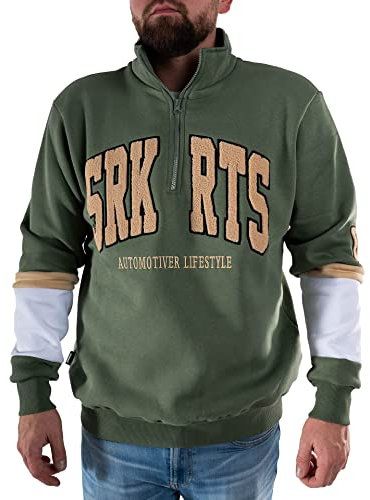 SOURKRAUTS Hoody Malte mit halbem Zipper - Kapuzenpullover in Grün in Größe S