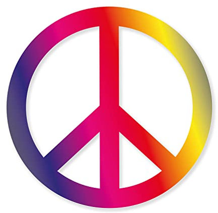 Peace Zeichen Aufkleber I bunt I Ø 15 cm I Flower-Power Peace and Love I Deko-Aufkleber für Auto/Roller/Fahrrad/Laptop I UV- und wetterfest I kfz678