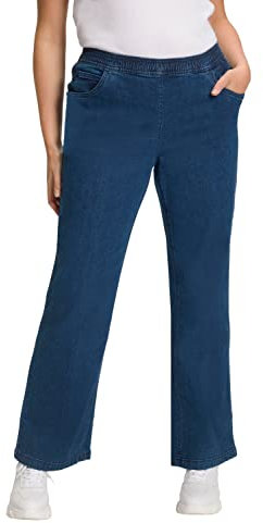 Ulla Popken Marlene-Jeans, Weit Pantalons, Dark Blue Denim, 64W / 32L Femme