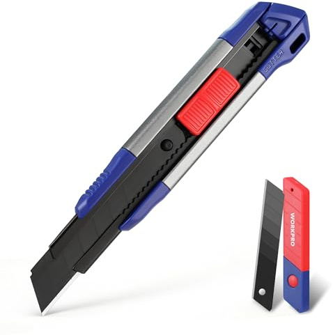 WORKPRO 18mm Retractable Utility Knife with 10-Piece SK5 Blades