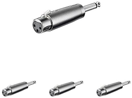goobay 27451 Adattatore XLR, Connettore Jack AUX Mono da 6.35mm a Presa XLR, Pacco da 4