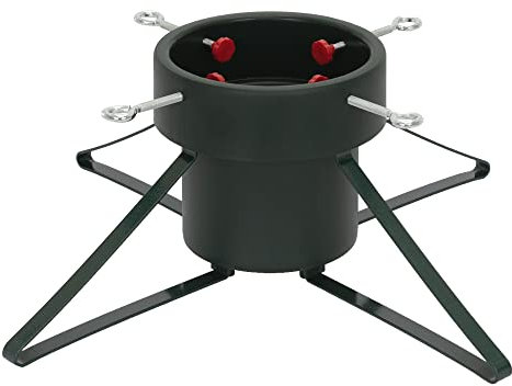ECD Germany Soporte de Metal para Árboles de Navidad de hasta 200cm de Altura Base con Bandeja de Agua y 4 Tornillos de Bloqueo Verde Oscuro en Forma de Estrella Instalación Rápida y Sencilla