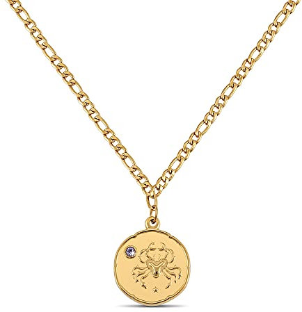 GD GOOD.designs Sternzeichen Kette Krebs Gold mit Geburtsstein für Damen - 18K vergoldete Halskette mit Zodiac Anhänger