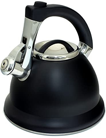 Voche® 3 Litre Stainless Steel Whistling Stovetop Kettle with Matt Black Finish and Easy Grip Handle