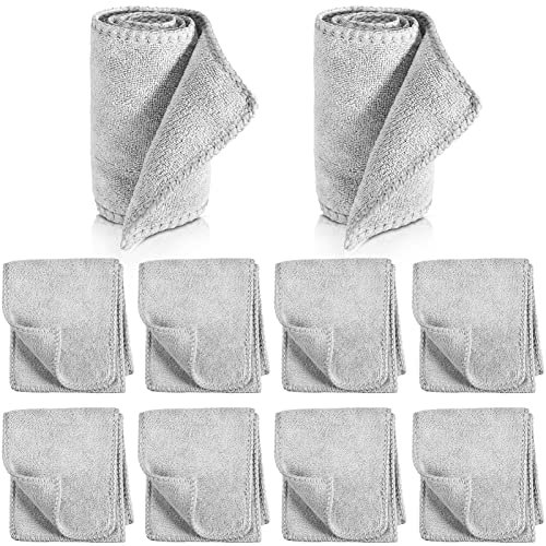 Kit de 10 paños de limpieza para zapatos de piel y botas, limpiador de gamuza (10 paños de limpieza de zapatos), color gris, Gris