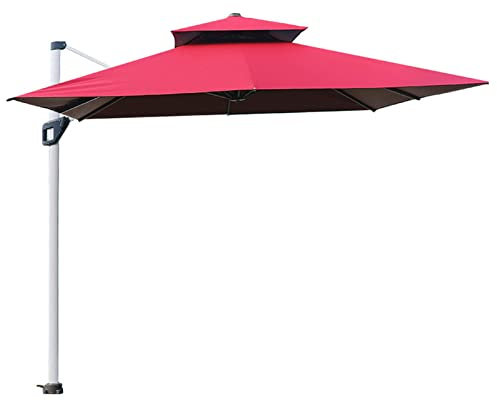Offset-regenschirm Mit 360-grad-drehung,Rechteckiger Regenschirm Für Den Außenbereich,Großer Cantilever-regenschirm,Strapazierfähiger Sonnenschirm,Terrassenschirm,Für Gartenterrasse(3m/9.8ft,酒红色)