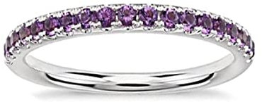 Erstellte Steine runder facettierter Amethyst Cz-Ringe – 0,925 massiver Silberring Lila Amethyst Cz-Edelsteinringe – gutes Schmuckgeschenk für Unabhängigkeit