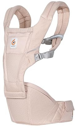 Ergobaby Alta Hip Seat Babytrage mit Babyhüftsitz für Babys und Kleinkinder ab 4 Monaten (5,5 kg - 20,4 kg), Hüftsitz Trage Hüfttrage mit SoftFlex Mesh, Pink Quartz