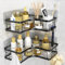 MOSUO Etagère Douche, Etagere Salle de Bain Angle 2 PCS, Etagere sans Percage Acier Inoxy avec 8 Crochets et 6 Adhésifs Rangement Douche Noir