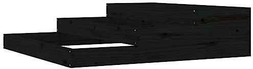 Makastle Stepped Bed Jardinière surélevée en Bois Massif, bac à Fleurs à Plusieurs Niveaux, sans Plaque de Fond, 3 Niveaux, Parterre de Fleurs, Noir, 107 x 107 x 27 cm