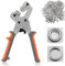 Crovida Grommet Punch Kit 6MM Handle Eyelet Punch Tool with 500Pcs Silver Grommet of 1/4 Inch,Manual Hole Pliers for Belts, Canvas,Crafts, Poster,Tarpaulin Banner