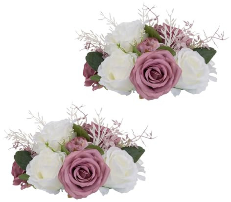 Künstlicher Blumenstrauss Hochzeitsdeko Tisch - 2 Pcs Künstliche Rose Blume Ball Staubiges Violett Gefälschte Blume Deko Blumengesteck Hochzeit Blumen Sträuße für Mittelstück Party Valentinstag