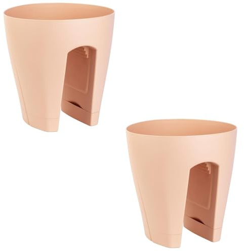 ENGELLAND 2 x Blumentopf für Balkon-Geländer, Farbe: Apricot, Blumenkasten, Balkonkiste, 9 Liter, Kunststoff, Außenbereich, B Ø 29 x H 30 cm