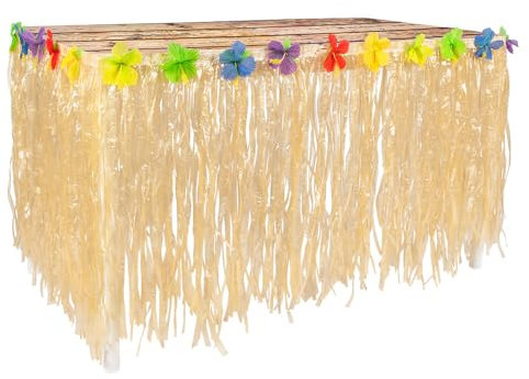 Boland 52196 - Hawaii Tischdecke, 75 x 300 cm, Tisch Vorhang, Partydeko mit Blüten für Karneval, Sommerfest und Mottoparty