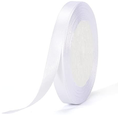 G2PLUS Weiß Satinband 10mm, Dekoration Geschenkband, 22m Schleifenband zum Bastel, Weiß Satin Dekoband für Geschenkverpackung, Dekoration