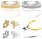 2 Rollen 5M Gliederkette Meterware Kit mit 40 Karabinerverschluss und 100 Biegeringe, Kette Meterware, Kette Basteln For DIY Armband Kette Schmuckherstellung mit Ausstechern, Pinzette (Gold, Silber)