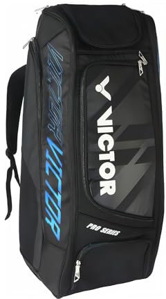 VICTOR Racket Bag | Racket Backpack BR7007 cm Badminton Bag, Schwarz/Ibiza-blau