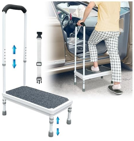 Medizinischer Tritthocker mit Griff für ältere Senioren Erwachsene 3-in-1-Fußtritt für hohe Betten, verstellbare Plattformstufen für Schlafzimmer, SUV, Auto