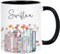 WHENZOO Coffee Mug, 350ml Ceramic Tea Mug, Pink Coffee Mugs Presents, Ceramic Music Lover Personalized Mug, Safe Coffee Mugs Suitable for Coffee Juice Tea (Black-B)