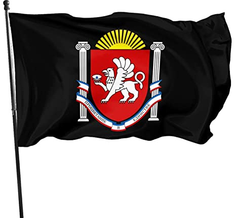 Emblem der Krim-Flagge, 3 x 5 Fuß, lebendige Farbe und UV-beständig, Wandflaggen, Banner für den Innen- und Außenbereich
