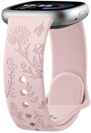 Vancle für Fitbit Versa 4 Armband/Fitbit Versa 3 Armband/Fitbit Sense 2 Armband/Fitbit Sense für Damen Herren, Silikon Armbänder Floral Gravierte Uhrenarmband, Wasserdichtes Sport Ersatzarmband