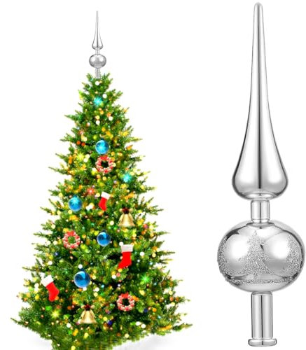 Weihnachtsbaumspitze Glänzend Silber, der Ihr Fest um 200% mehr zum Strahlen bringt – die bruchsichere Alternative zur Christbaumspitze aus Glas, Perfekte Tannenbaumspitze, Vintage Tree Topper