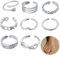EYVRPAU 8 pièces Anneaux pour Orteils Réglables,14K Plaqué Or,Simple Flèche,Fleur Coeur,Bijoux pour Pieds,Bague Orteil Femme,Bague de Pied