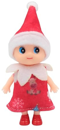 GUIZIYAO Weihnachtself, Winzige Elfen-Puppe, Weihnachtselfen Figuren Mini Elfen, Kleiner Helfer des Weihnachtsmanns Mit Beweglichem Kopf Und Füßen, Little Elf Puppe Spielzeug für Jungen Mädchen (Rot)