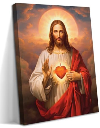 Christliche Wandkunst, Göttliche Barmherzigkeit, Leinwandbilder, Poster, Wanddekoration, Christus, Jesus, Portrait, Heimdekoration für Wohnzimmer, Esszimmer, Gebetszimmer, Dekoration, 40,6 x 61 cm,