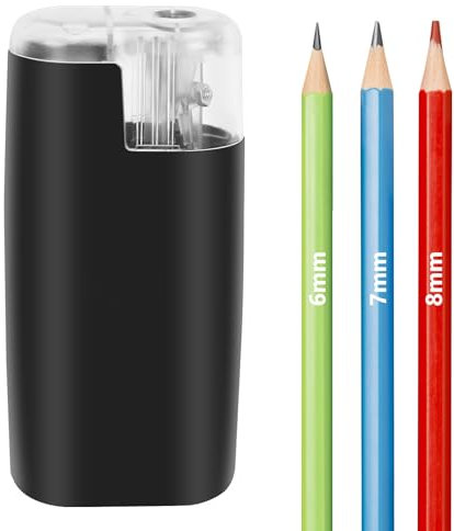 Portable Battery-Powered Electric Pencil Sharpener – Compact Design for Easy Use at Home, School, or Office – Ideal for Standard Pencils (Black)