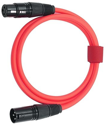 Vaguelly 2m Xlr Mikrofonkabel Männlich Zu Weiblich Abgeschirmtes Rot Farbiges Kabel Robust Mit Metallsteckern Leichtes Pe-material Für Aufnahme Und Live Sound Anwendungen